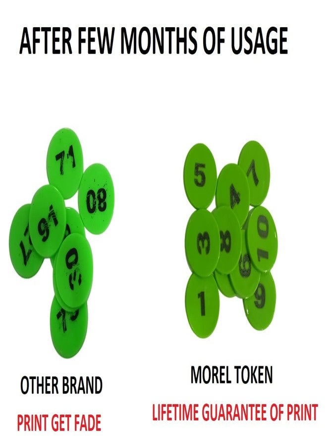 LUCKYMORDEN عملة تذكارية بلاستيكية دائرية الشكل منقوشة من 1 إلى 200 (31 مم) من لاكي موردن، للاستخدام في المتاجر، وألعاب الطاولة، والمنازل، والمدارس، وغيرها. (لون برتقالي)، ضمان طباعة مدى الحياة. - Image 3